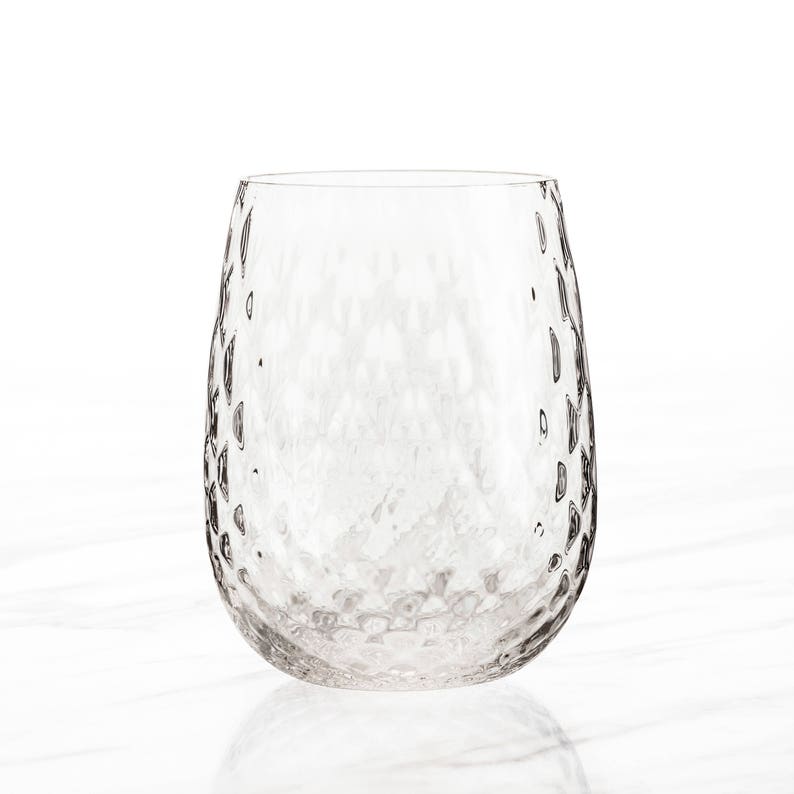 Stemless Wine Glasses in Diamond Pattern Etsy