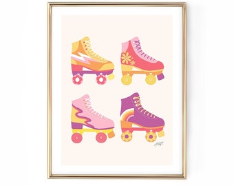 Retro Roller Skates Illustration - Art Print
