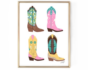 Cowboy Boots Illustration (Vertical) - Art Print