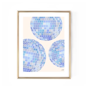 Disco Balls Illustration (Blue Palette) - Art Print