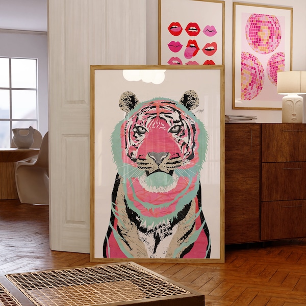 Pink Tiger Collage - Art Print