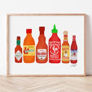 Hot Sauce Bottles Illustration - Art Print