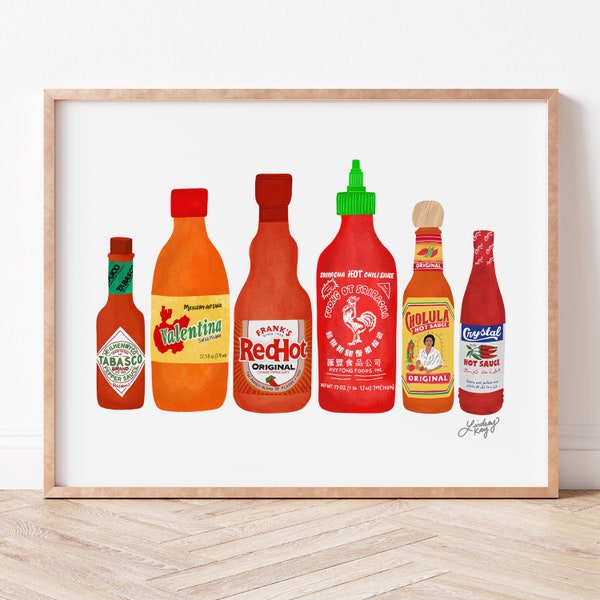 Hot Sauce Bottles Illustration - Art Print