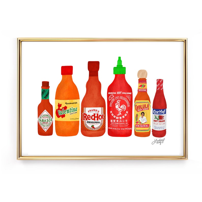 hot sauce bottle tabascofranks cholula illustration art print