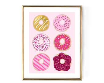 Pink Donuts Illustration - Art Print