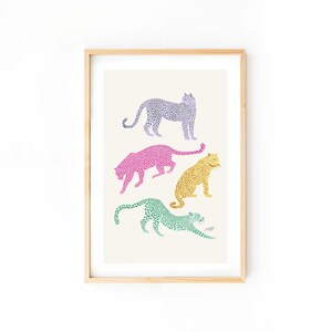 Leopards Illustration - Art Print, Animal Artwork, Trendy, Cute, Dorm Room, Nursery, Wall Art, Color Options, Jungle