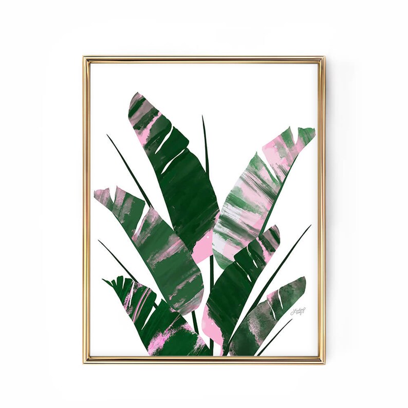Pink Palette Art Print Banana Leaf Plant Illustration