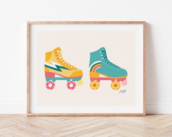 Retro Roller Skates (Horizontal) Illustration - Art Print