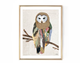 Owl Collage Illustration - Art Print