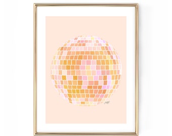 Illustration de boule disco (palette jaune) - Impression d'art
