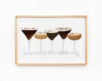 Lámina artística de Espresso Martini, decoración para carrito de bar, bonito arte de pared para la cocina