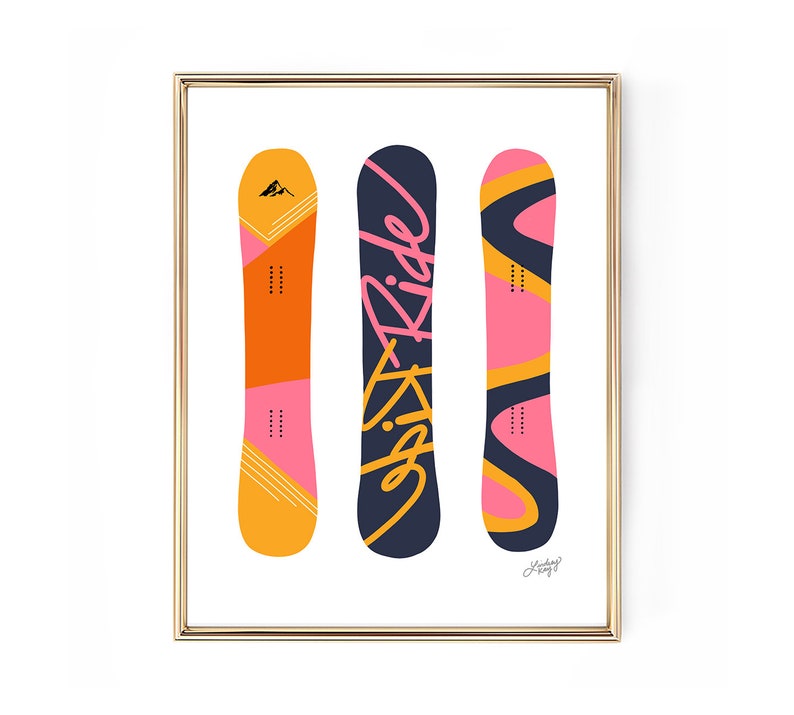 Snowboards Illustration Retro Palette Art Print image 1