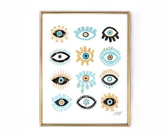 Evil Eyes Illustration Collage - Art Print