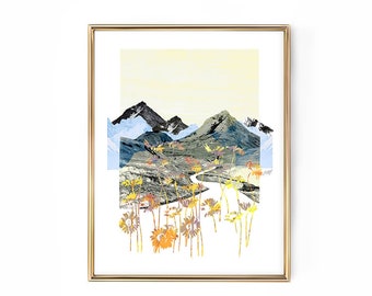 Daisy Mountain - Abstract Collage Art Print