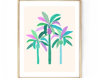 Palm Tree's Illustration (Cool Palette) - Art Print