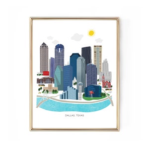 Dallas Texas Cityscape Illustration - Art Print