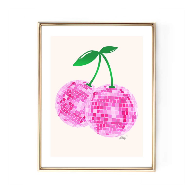 Disco Ball Cherries Illustration Art Print image 1