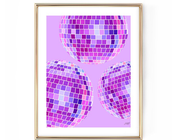 Disco Balls Illustration (Purple Palette) - Art Print