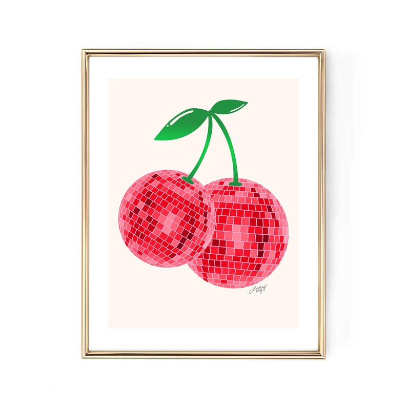 Disco Ball Cherries Illustration Art Print image 2