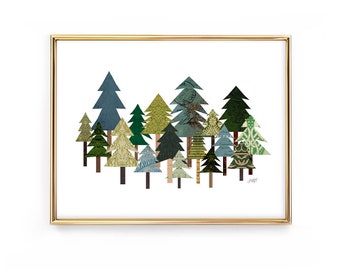 Rustic Tree Collage - Art Print