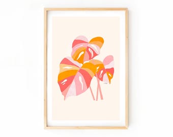 Monstera Plant Illustration - Art Print, Botanical Wall Art