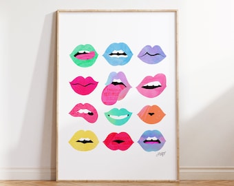 Lips of Love (Rainbow Palette) - Illustration Art Print