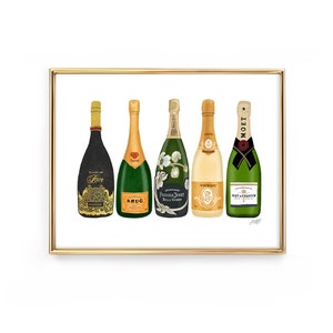 Champagne Bottles Illustration - Art Print