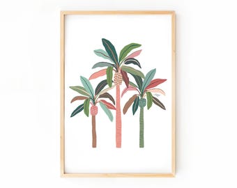 Neutral Palm Trees Art Print: Hand-Illustrated Tropical Wall Decor