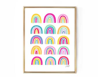 Colorful Rainbows Illustration - Art Print