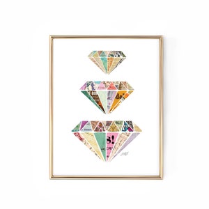 Colorful Diamonds Collage - Art Print