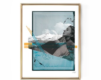 Mountain Myth - Collage Illustration - Art Print