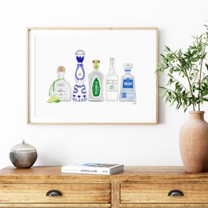 Tequila Bottles Illustration Art Print zdjęcie 5