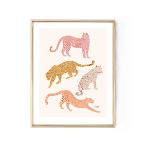 Leopards Illustration (Neutral Palette) - Art Print