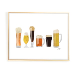 Beer Glasses Illustration - Art Print