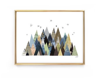 Mountain Collage Illustration - Art Print