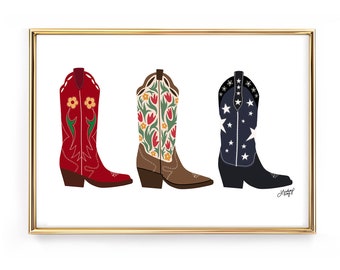 Cowboy Boots Illustration - Art Print