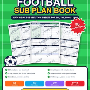 Football Match Day Sub Planner (printable)