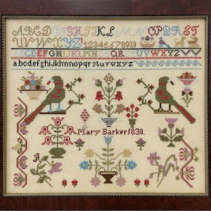 Mary Barker 1830 sampler PDF E-pattern