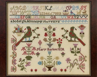 Folleto de diagramas de muestra de Mary Barker de 1830