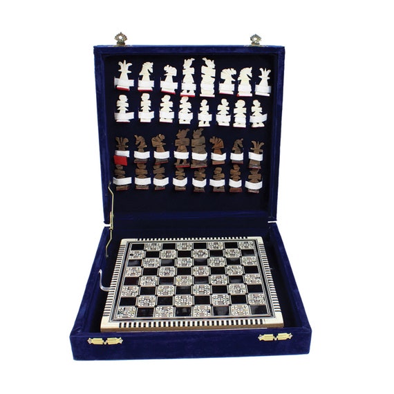 Brand New Egyptian Mother Of Pearl Chess Set - LG