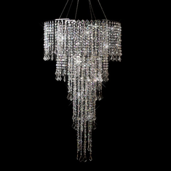 Multi Diamond Cut Beaded Crystal Chandelier