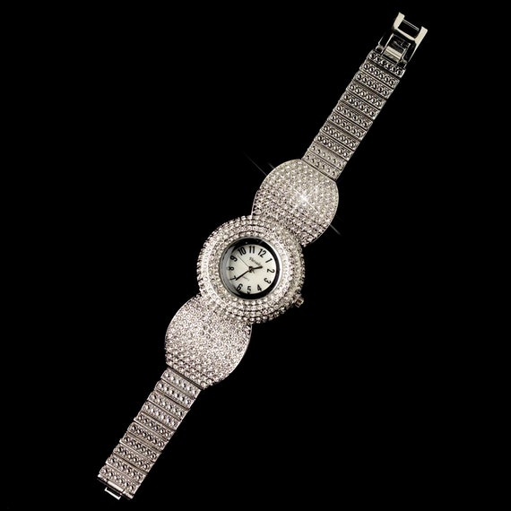 Silver Clear Pave Rhinestone Watch