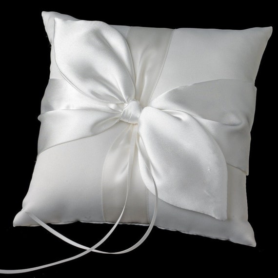 Bridal Love Knot Ring Bearer White Pillow