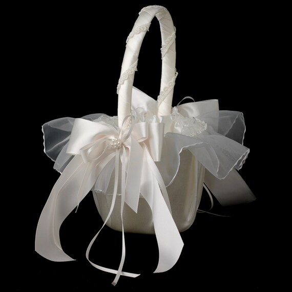 Beautiful White Bridal Flower Girl Basket