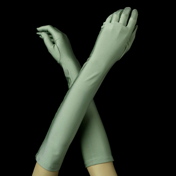 Matte Satin Bridal Bridesmaid Gloves - Sage