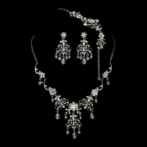 3pc Swarovski Crystal Necklace, Earrings, Bracelet Jewelry Set