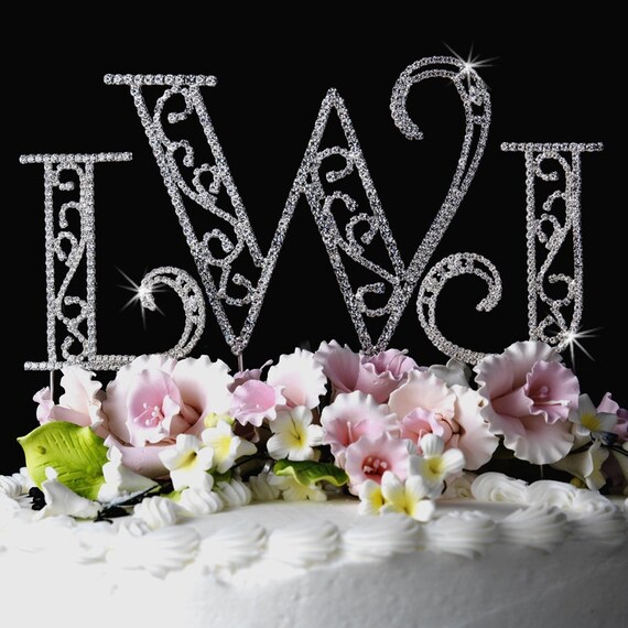 Roman Swarovski Crystal Initials and Ampersand Wedding Cake Top Sets