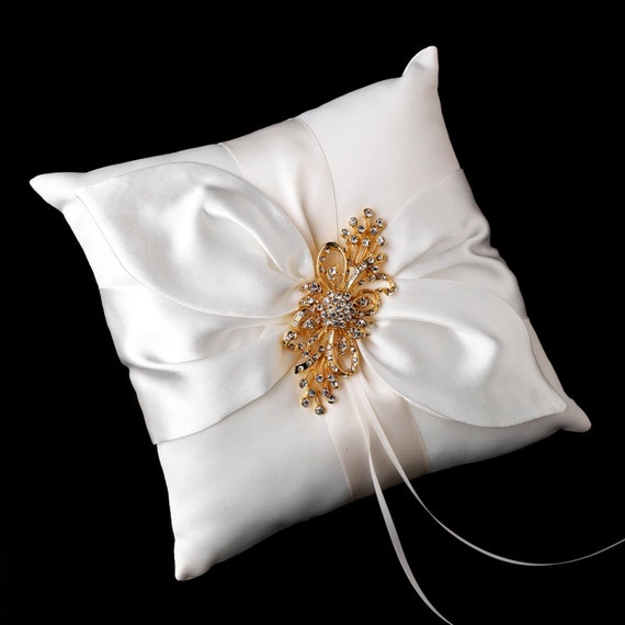 Satin Ring Pillow with Ribbon Brooch Pins (Assorted Brooch Pins)