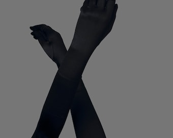 Formal Black Opal Satin Gloves