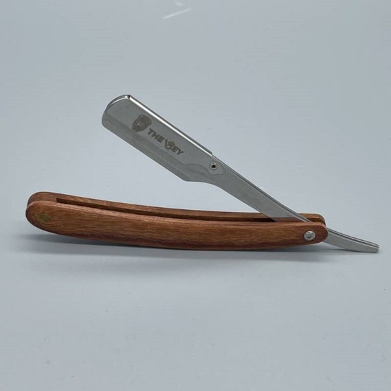 Mens Straight Razor with Wooden Handle